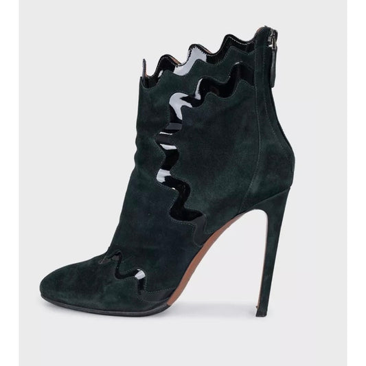 Alaïa Green Suede & Patent Leather Ankle Boots Sz.39 Pre-owned