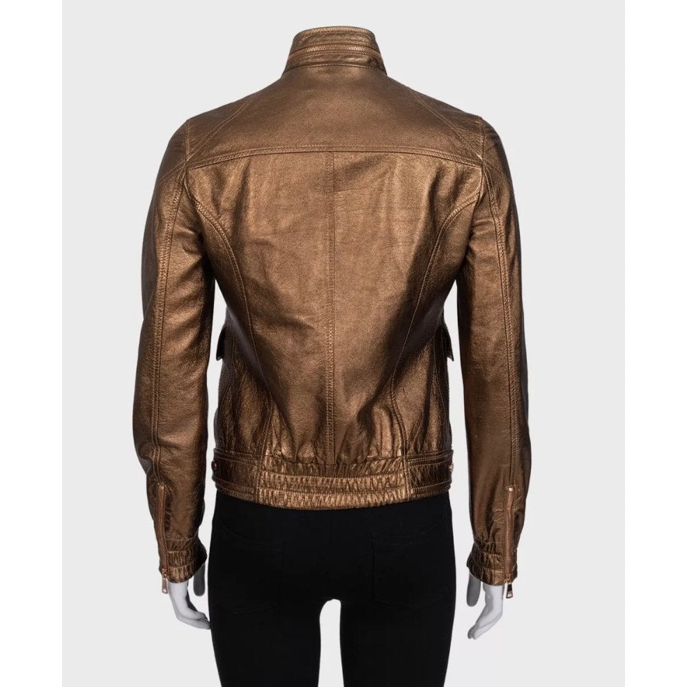 Dolce & Gabbana Brown Leather Jacket with Patch Pockets IT 40 / S Pre-owned