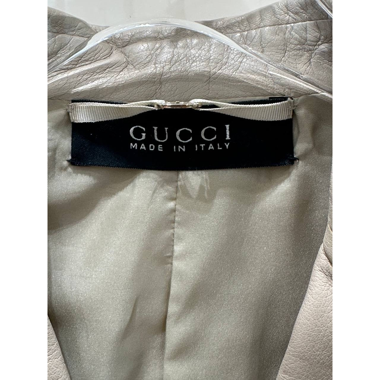 Gucci Vintage Tom Ford Era Ivory Leather Blazer Sz.38 Pre-owned