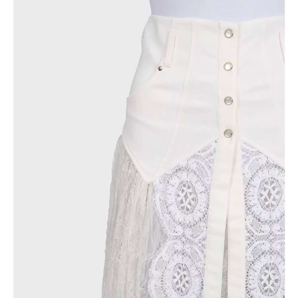 Alessandra Rich White Lace Elegant Sheer Hem Skirt Sz.XS pre-owned