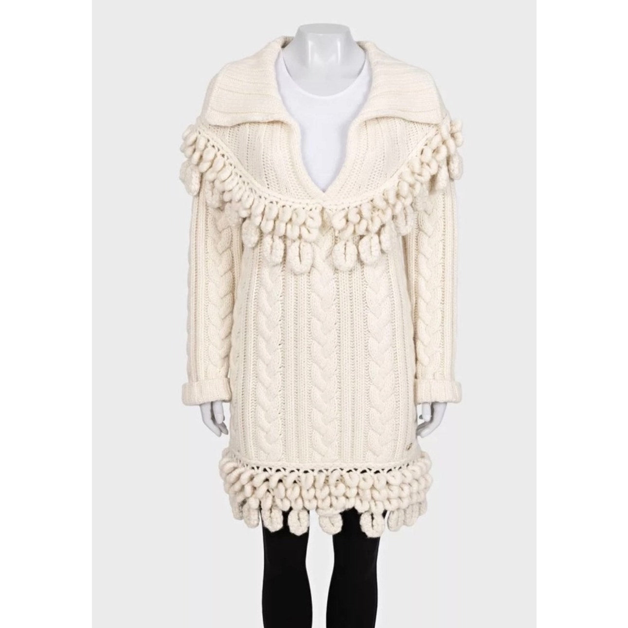 Chanel 2009 White Cashmere Knit Dress Sz.36 Pre-owned
