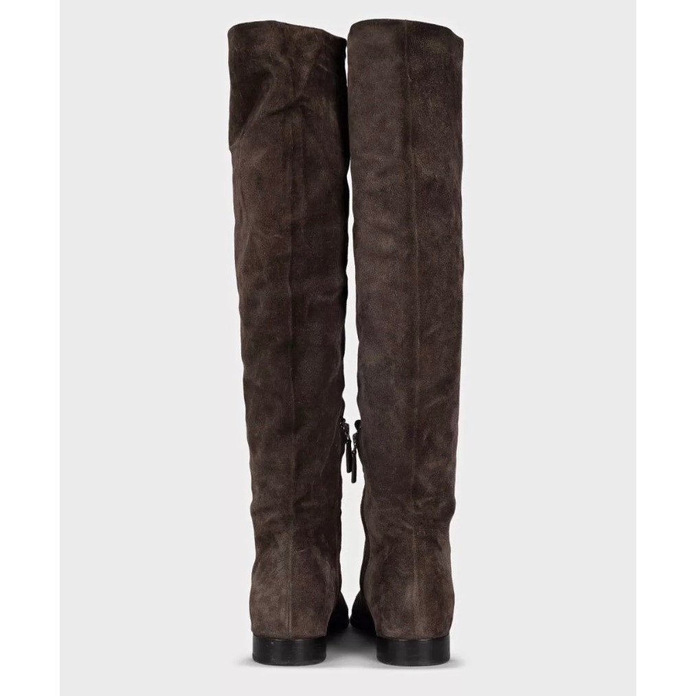 Prada Brown Suede Pointed Toe Zip Boots EU 38 Pre-owned