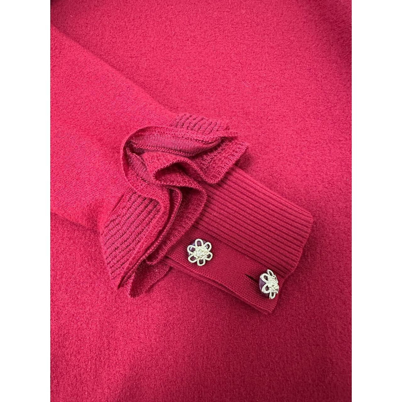 Chanel Dark Red Cashmere CC Logo Turtleneck Sweater S-M Pre-owned