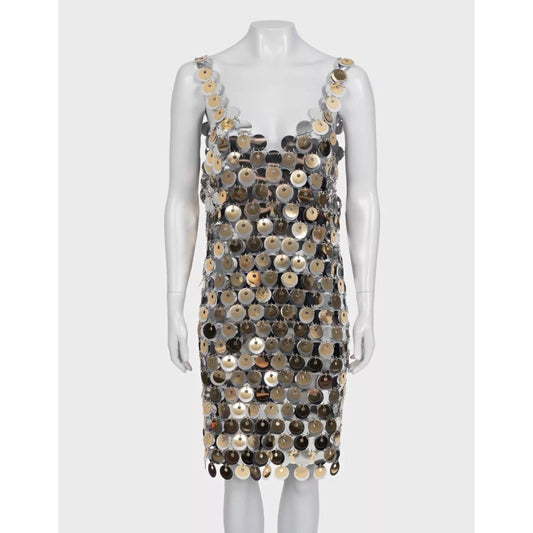 Stunning Paco Rabanne x H&M Silver Metal Dress - Size XL Pre-owned