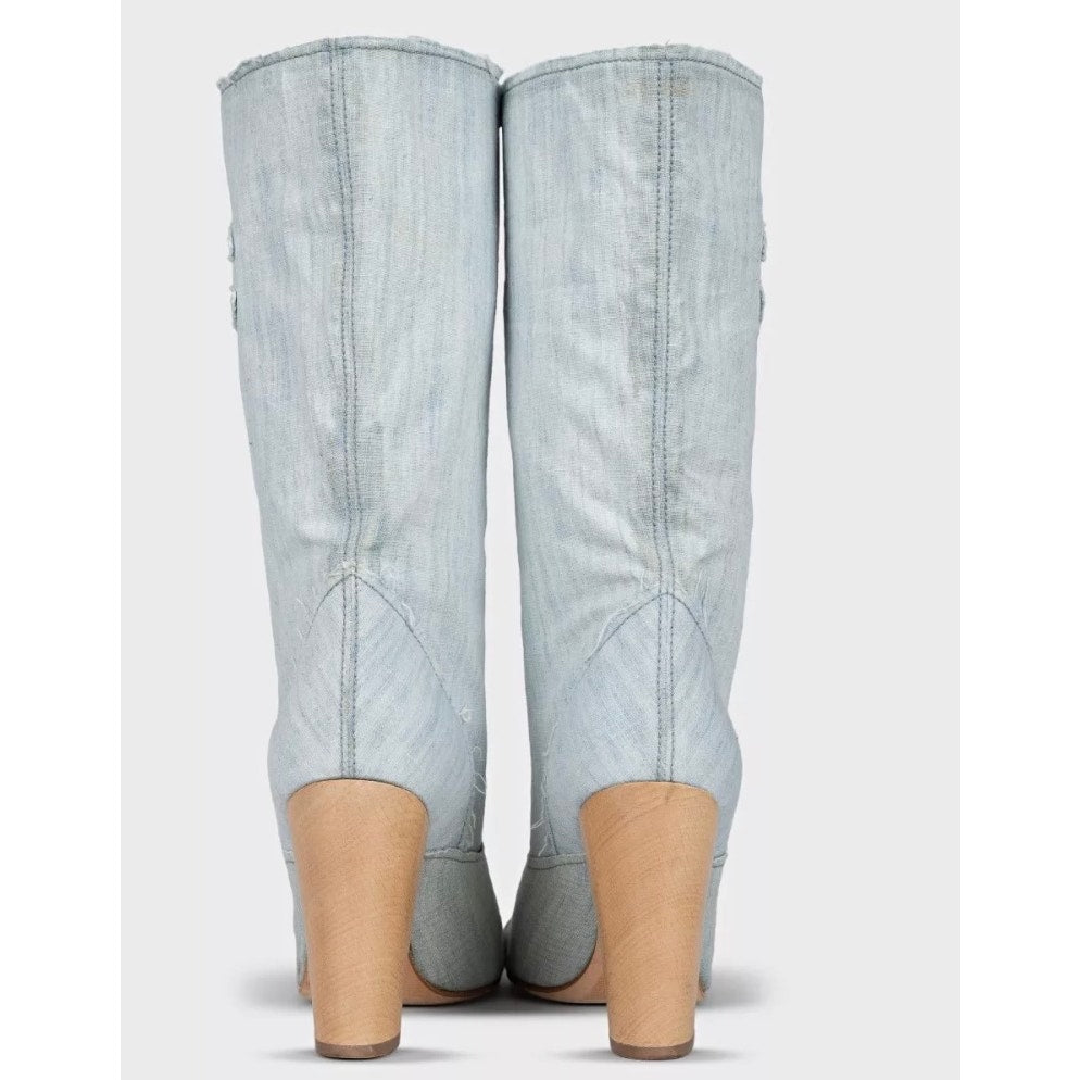 Chanel Logo Denim Ankle Boots - EU 39.5  Pre-owned