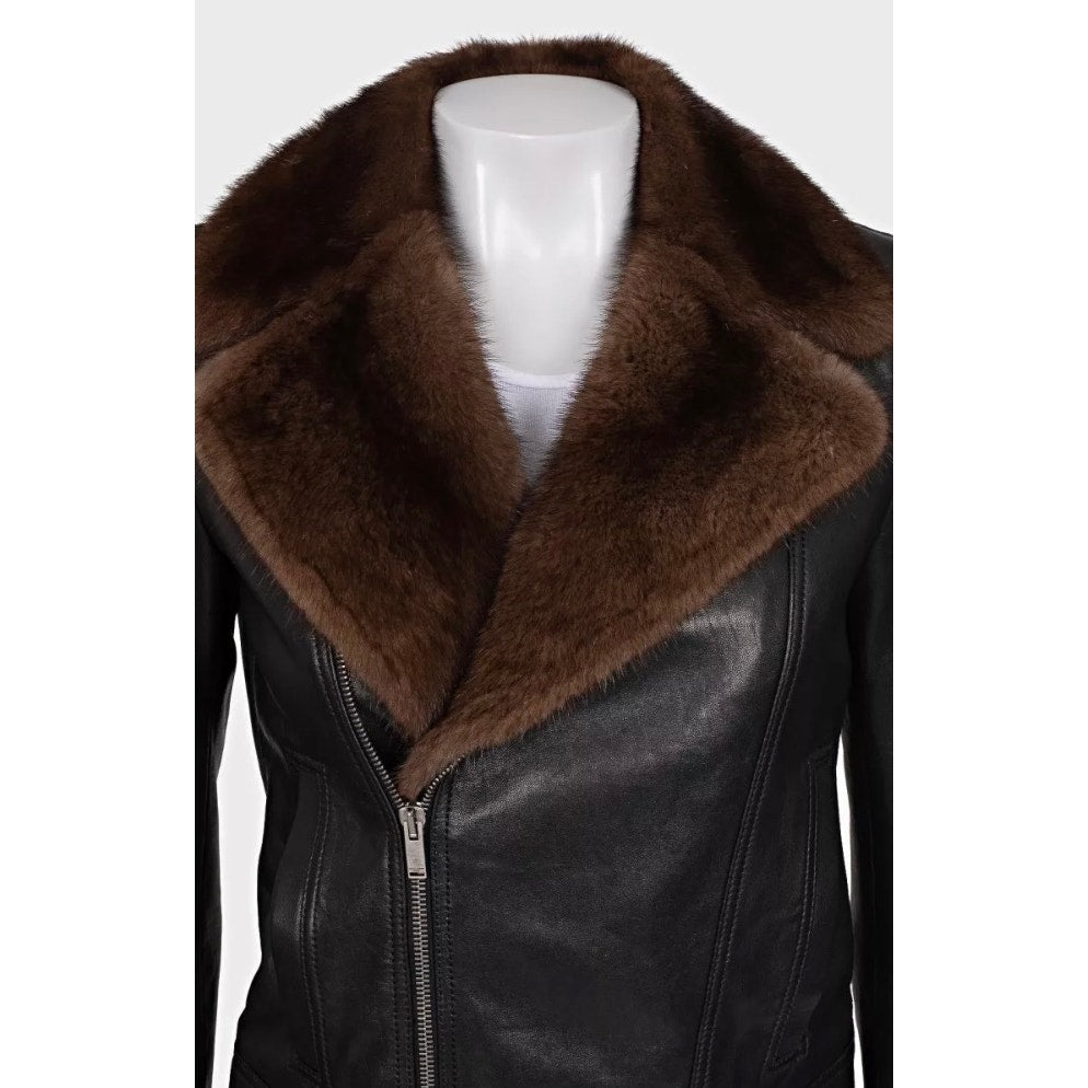 Saint Laurent Black Lamb Leather  Jacket Sz.38 Pre-owned