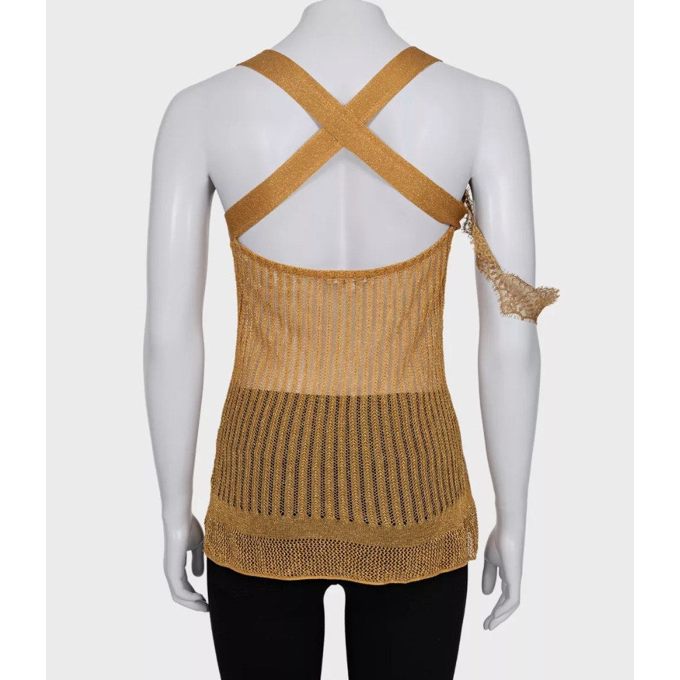 Gianfranco Ferré Gold Embossed Logo Tank Top - Size M Pre-owned