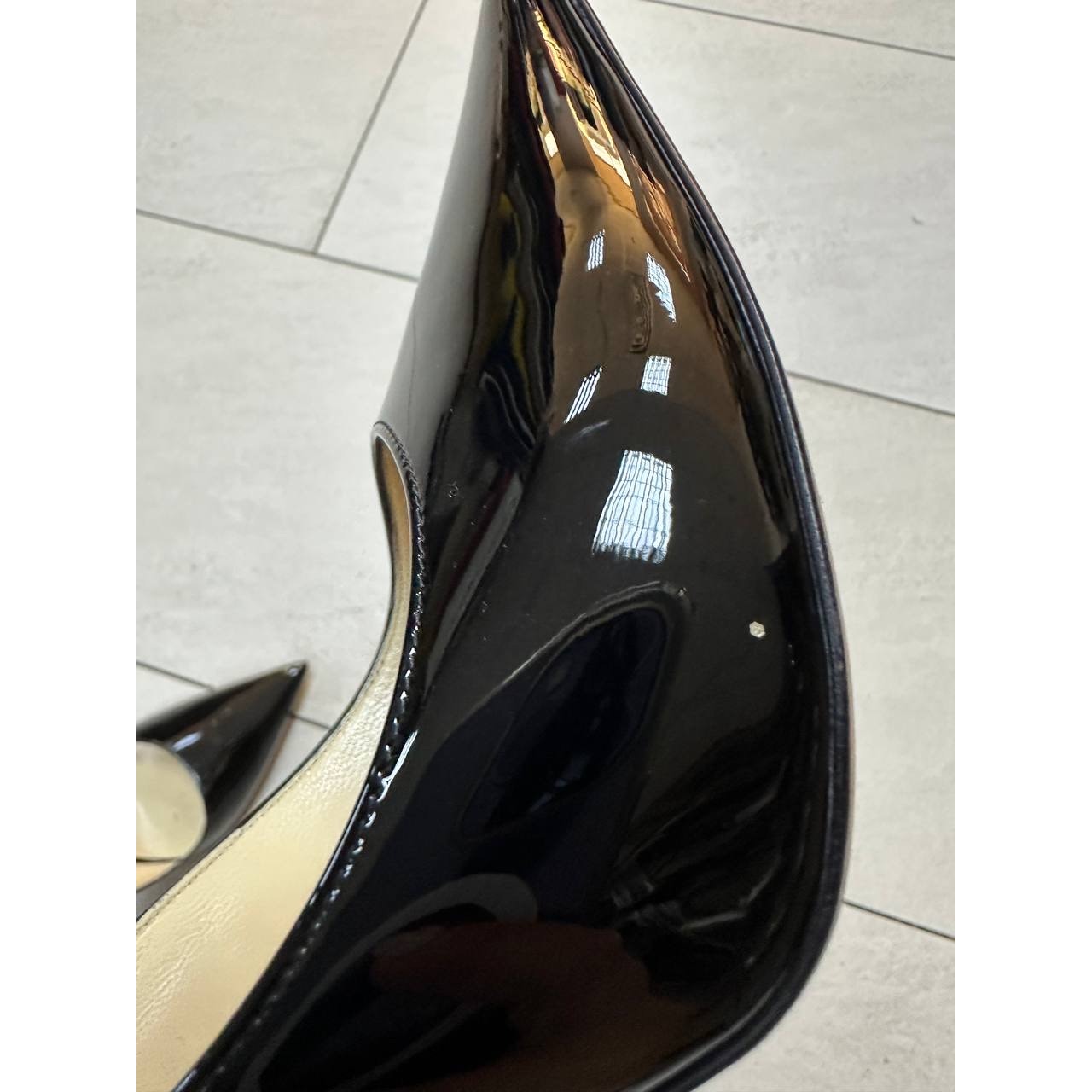 Jimmy Choo Black Patent Leather Stilettos Pumps Heels Sz.38 pre-owned