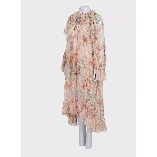 Zimmermann Beige Silk Floral Dress  Sz.2/M Pre-owned