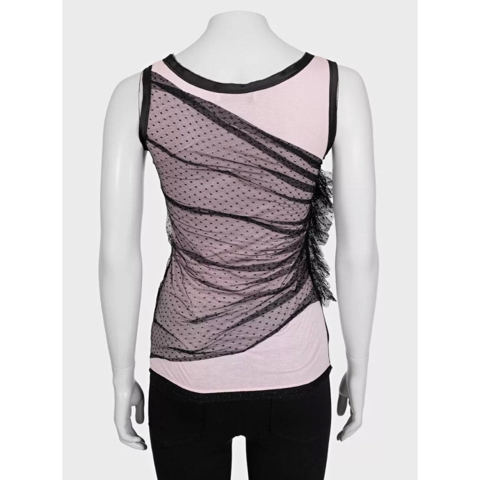 Valentino Elegant Pink Lace Viscose Tank Top - US 6 Pre-owned