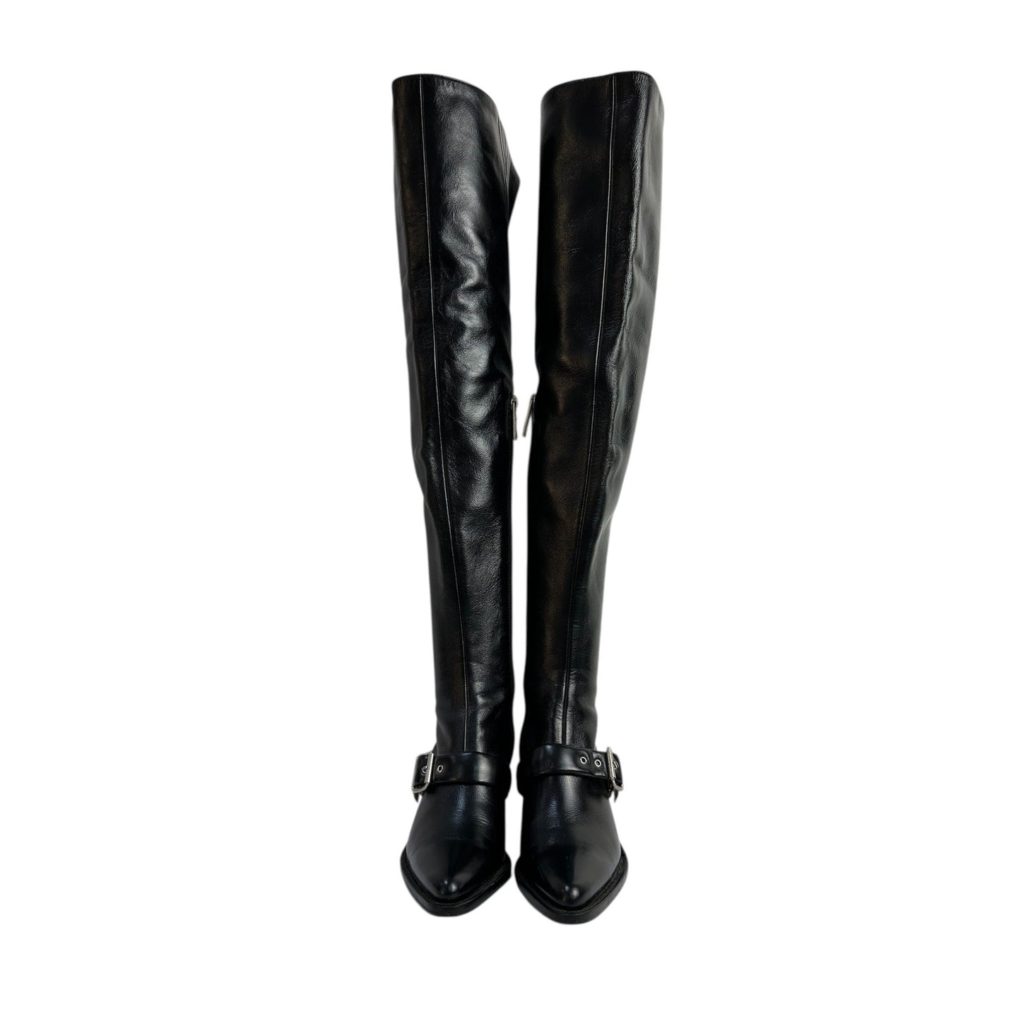 Chloe Leather Over-the Knee Buckle Block Heel Boots  Sz.36.5 Pre-owned