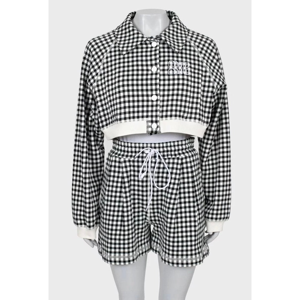Miu Miu Houndstooth Cotton Suit with Shorts - Size S Pre-owned