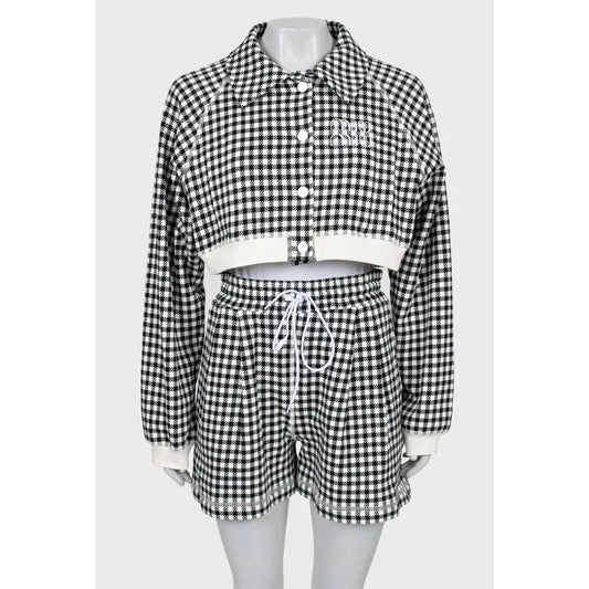 Miu Miu Houndstooth Cotton Suit with Shorts - Size S Pre-owned