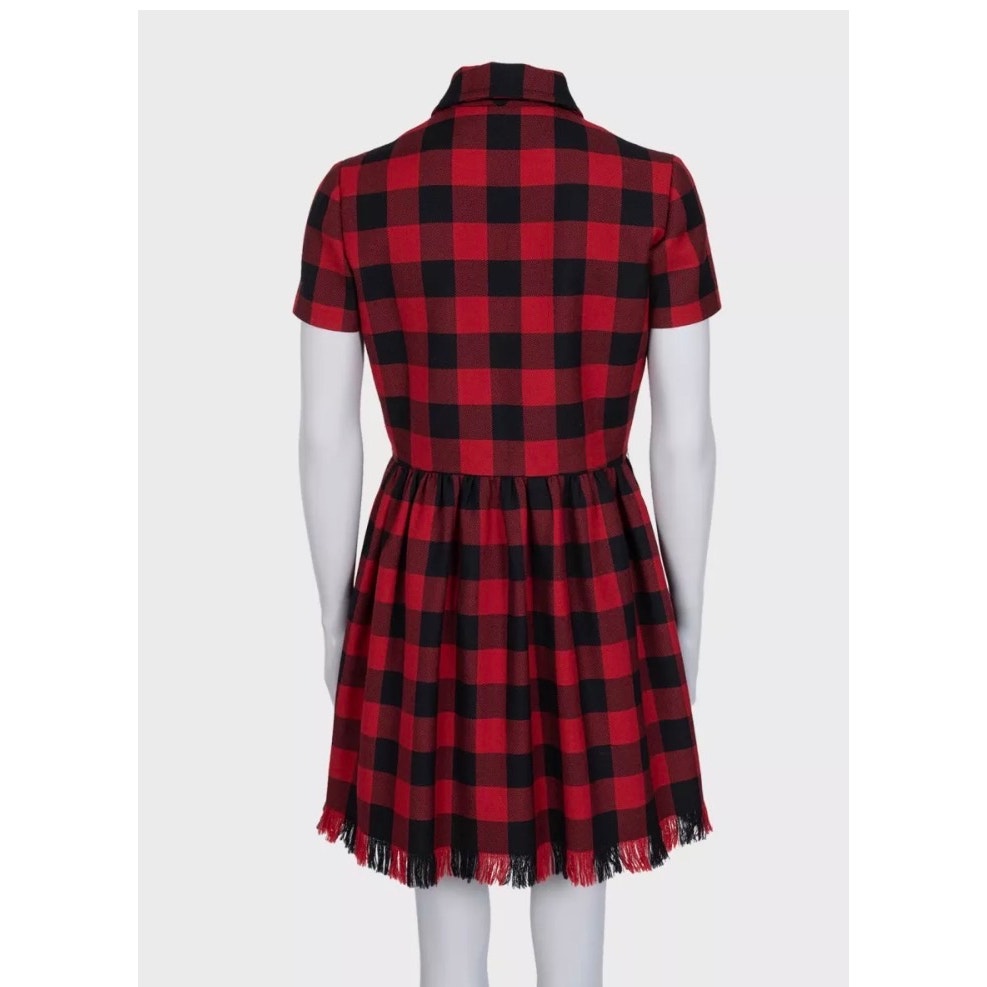 Christian Dior Red Plaid Wool Dress - Size IT44 pre-owned