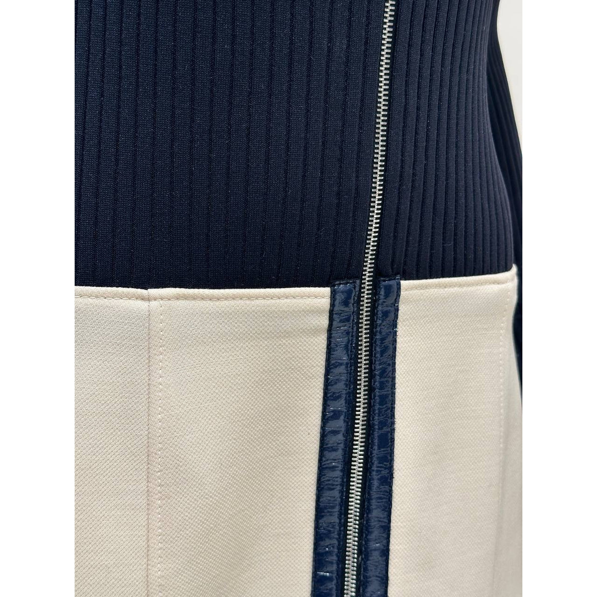 Louis Vuitton Navy & Cream Ribbed Knit Dress, FR 42 Pre-owned