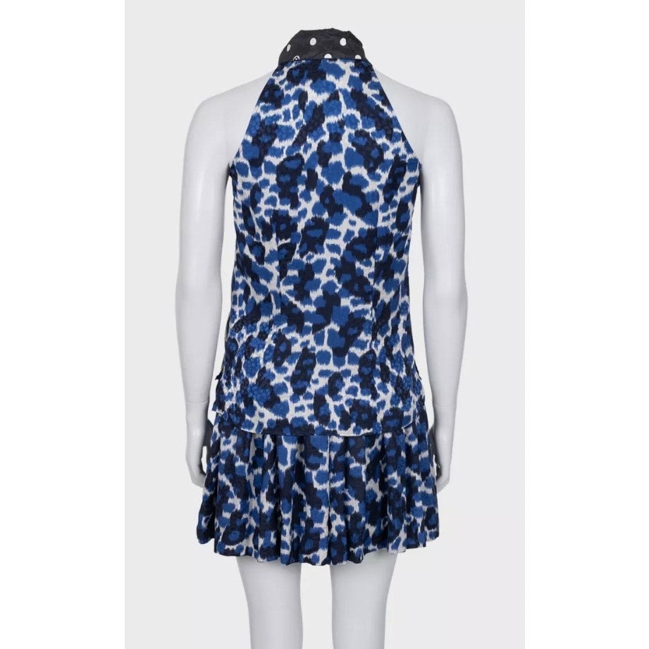 Louis Vuitton Blue Silk Skirt & Top Suit Set Sz.36 Pre-owned