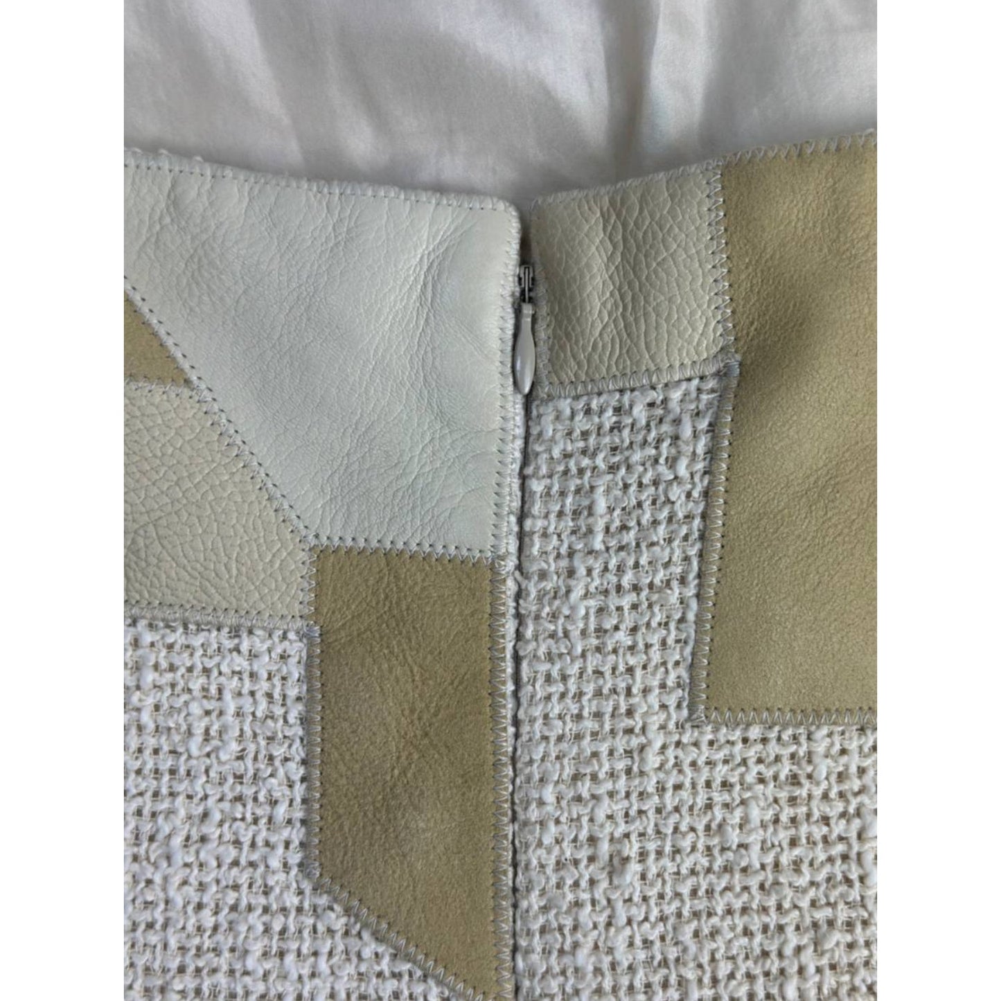 Chanel Spring 2010 Beige Tweed Leather Parts Dress Sz.38 Pre-Owned