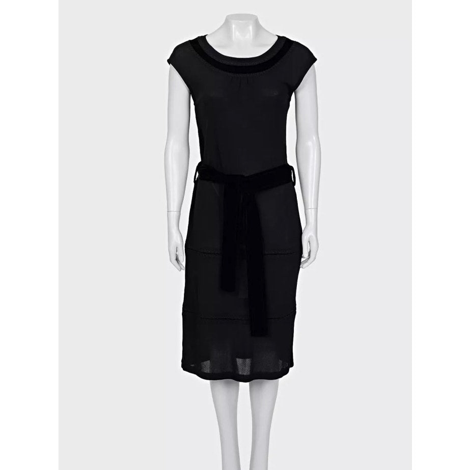 Saint Laurent Black Velvet Trim Dress - Size Large (L) pre-owned