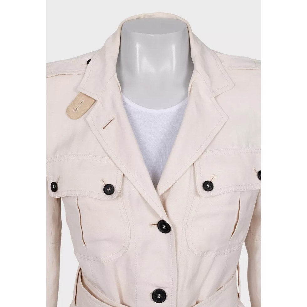 Tom Ford White Single-Breasted Jacket with Belt – Size FR40 / L Pre-owned