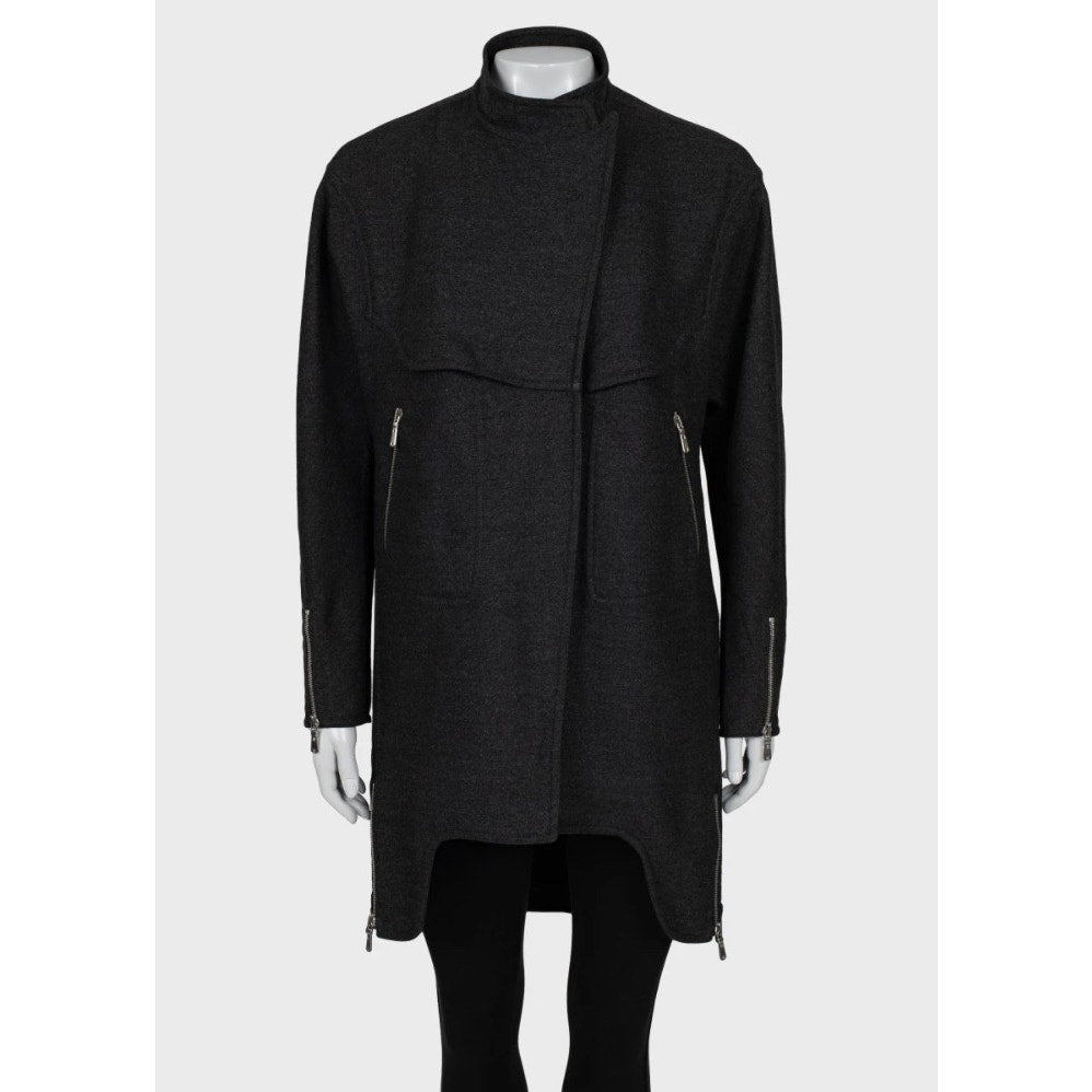 Saint Laurent Dark Gray Wool Coat - Size Medium (FR38) Pre-owned