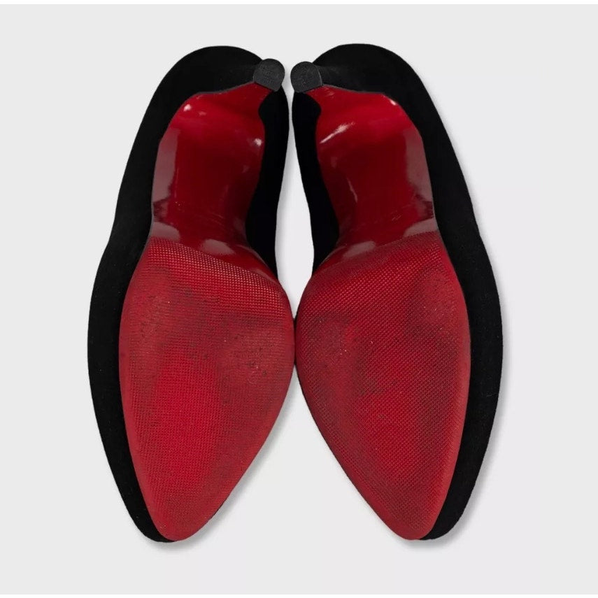 Christian Louboutin Black Suede Platform Pumps Size 37 Pre=owned