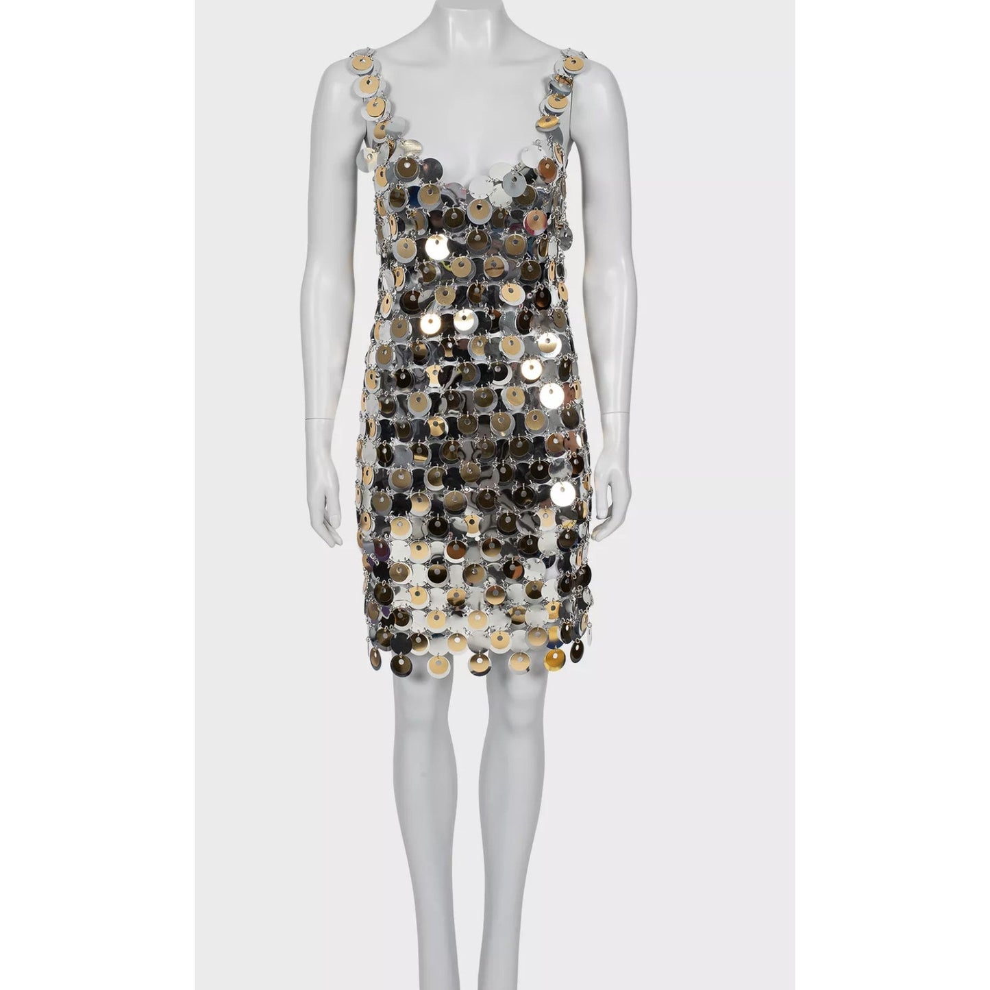 H&M x Paco Rabanne Silver Sequin Dress Sz. M Pre-owned