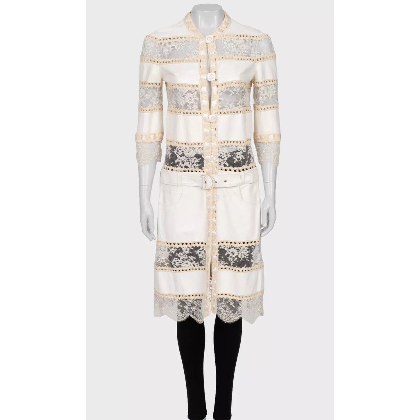 Christian Dior Leather & Lace Galliano 2005 Cardigan Sz.38 Pre-owned