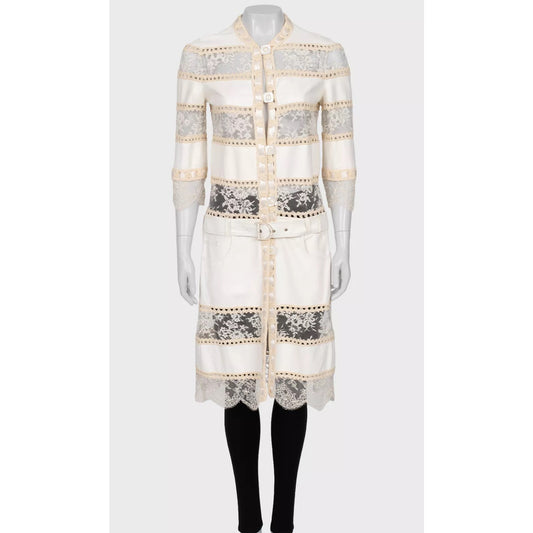 Christian Dior Leather & Lace Galliano 2005 Cardigan Sz.38 Pre-owned