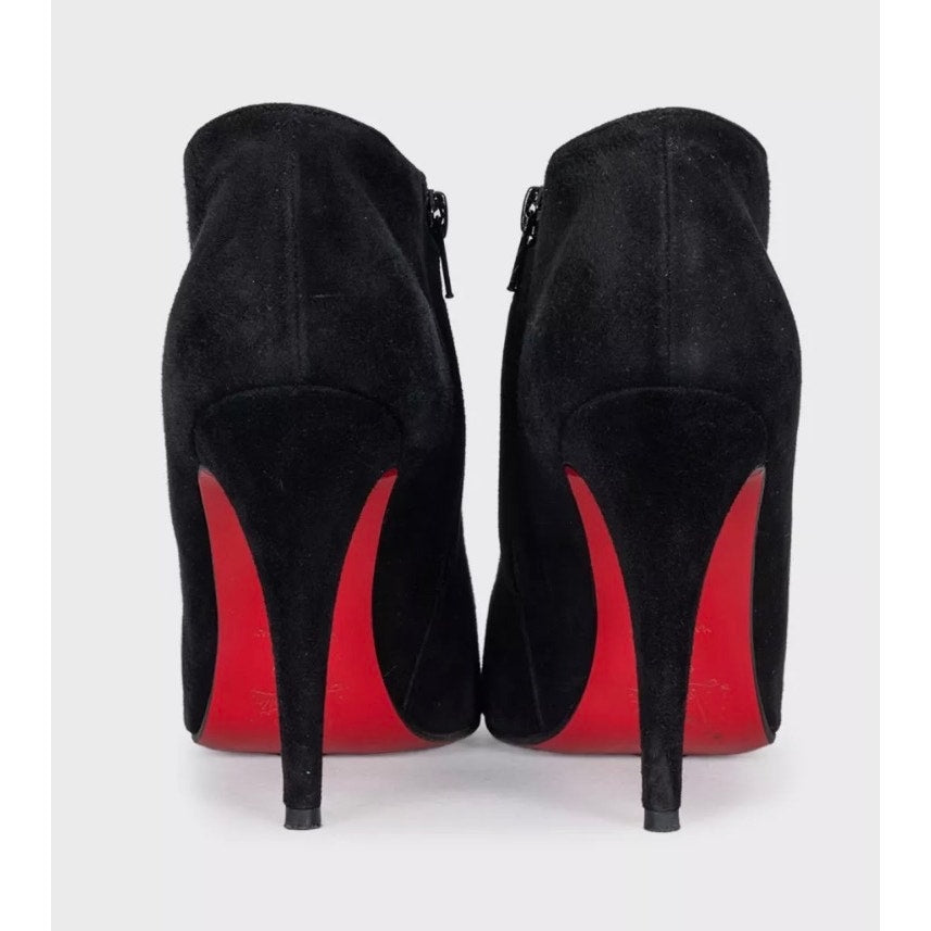 Christian Louboutin Black Suede Ankle Boots - Size 39 pre-owned