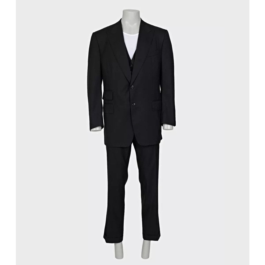Tom Ford Men’s Black Three-Piece Wool Suit IT58 4XL Pre-owned