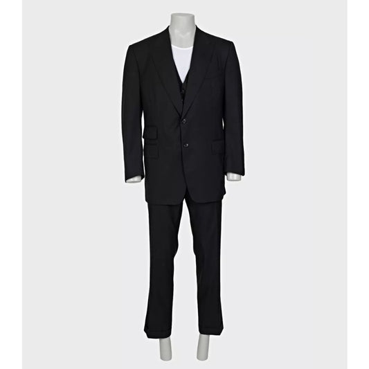 Tom Ford Men’s Black Three-Piece Wool Suit IT58 4XL Pre-owned
