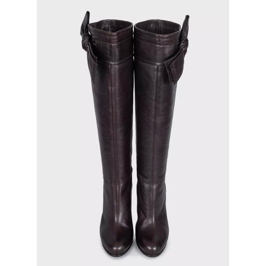 Christian Dior Burgundy Leather Bow Boots - EU 39.5 Pre-owned