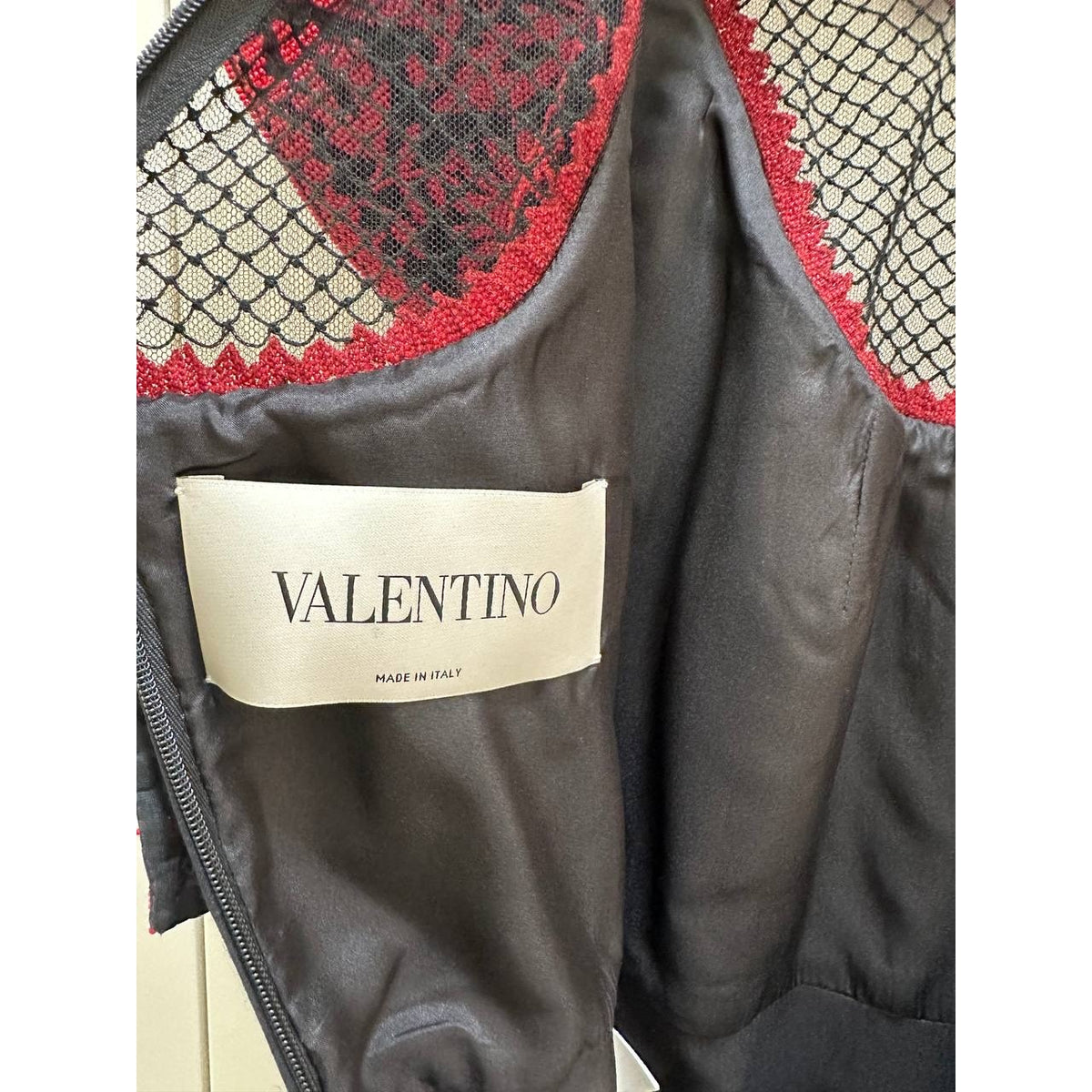 Valentino Black & Red Embroidered Mini Dress Sz.40 Pre-owned