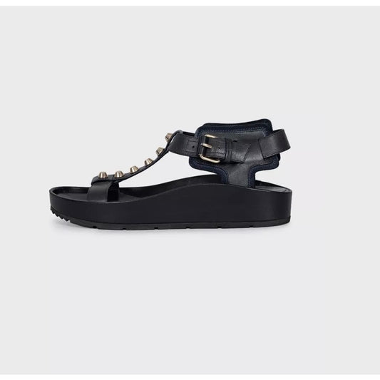 Balenciaga Black Leather Silver-Tone Sandals, EU 38 Pre-owned