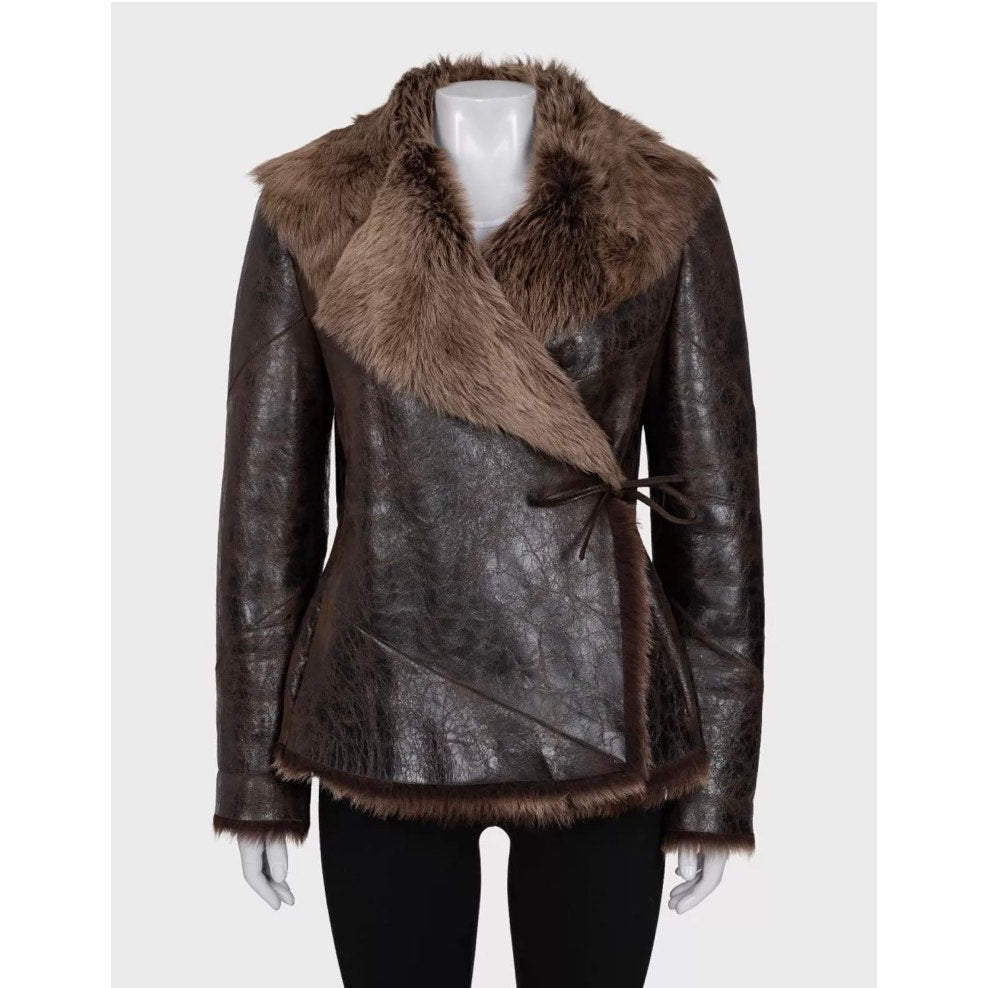 Max Mara Brown Shearling Sheepskin Coat - S Pre-owned