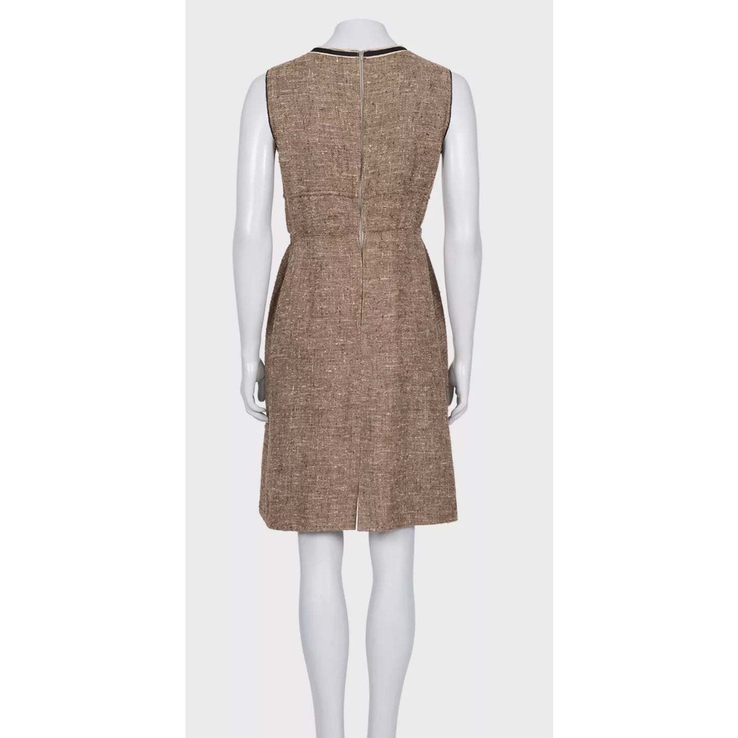 Elegant Prada Brown Silk Blend Dress & Jacket Set Sz.44 Pre-owned