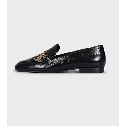 Chanel Black Leather CC Logo Ballet Flats - Size 38.5 pre-owned