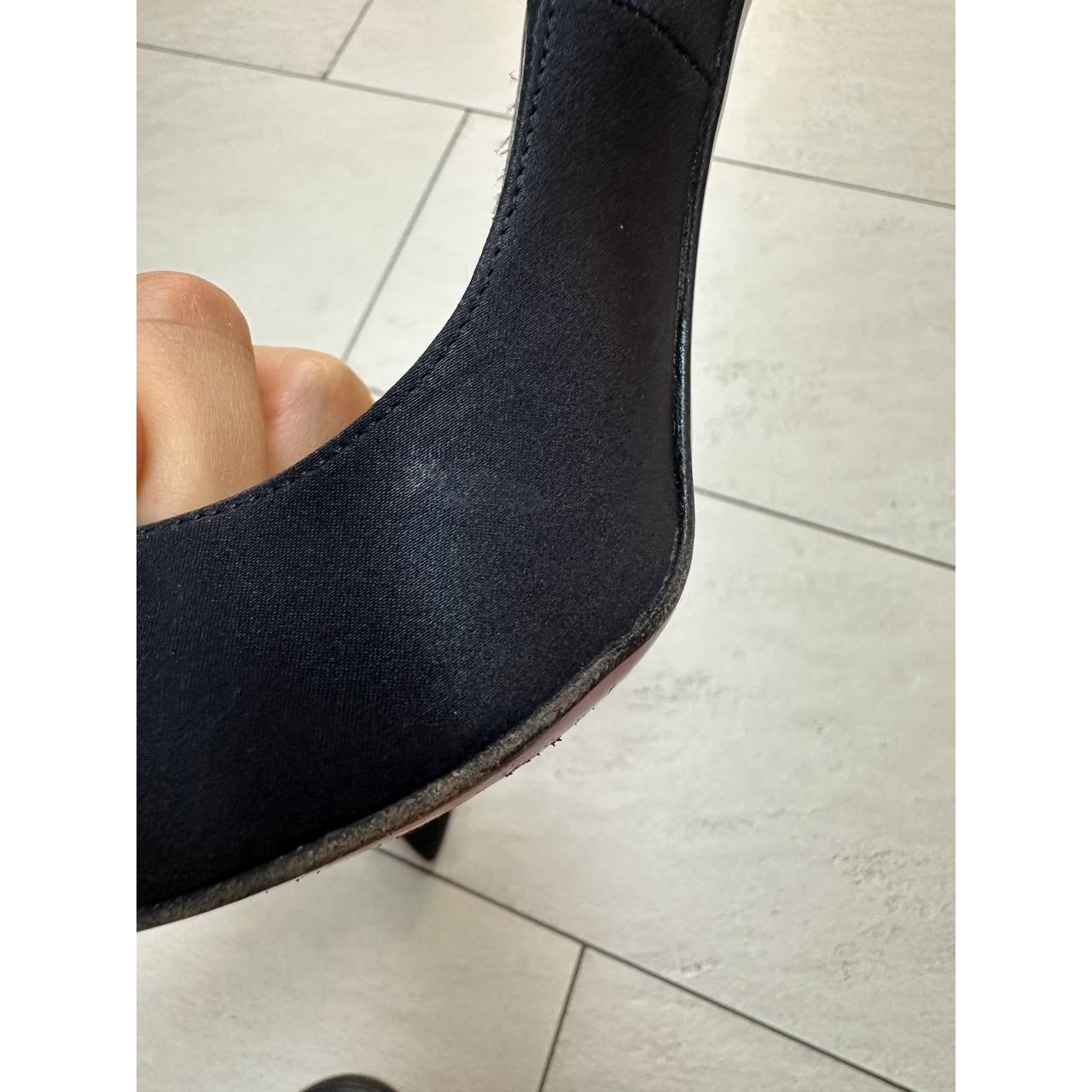 Christian Louboutin Black Satin Stiletto Pumps Heels Sz.38 Pre-owned