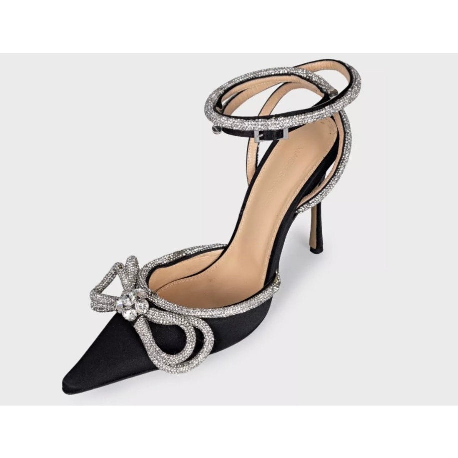 Mach & Mach Black Rhinestone Slingbacks - EU 39 Pre-owned