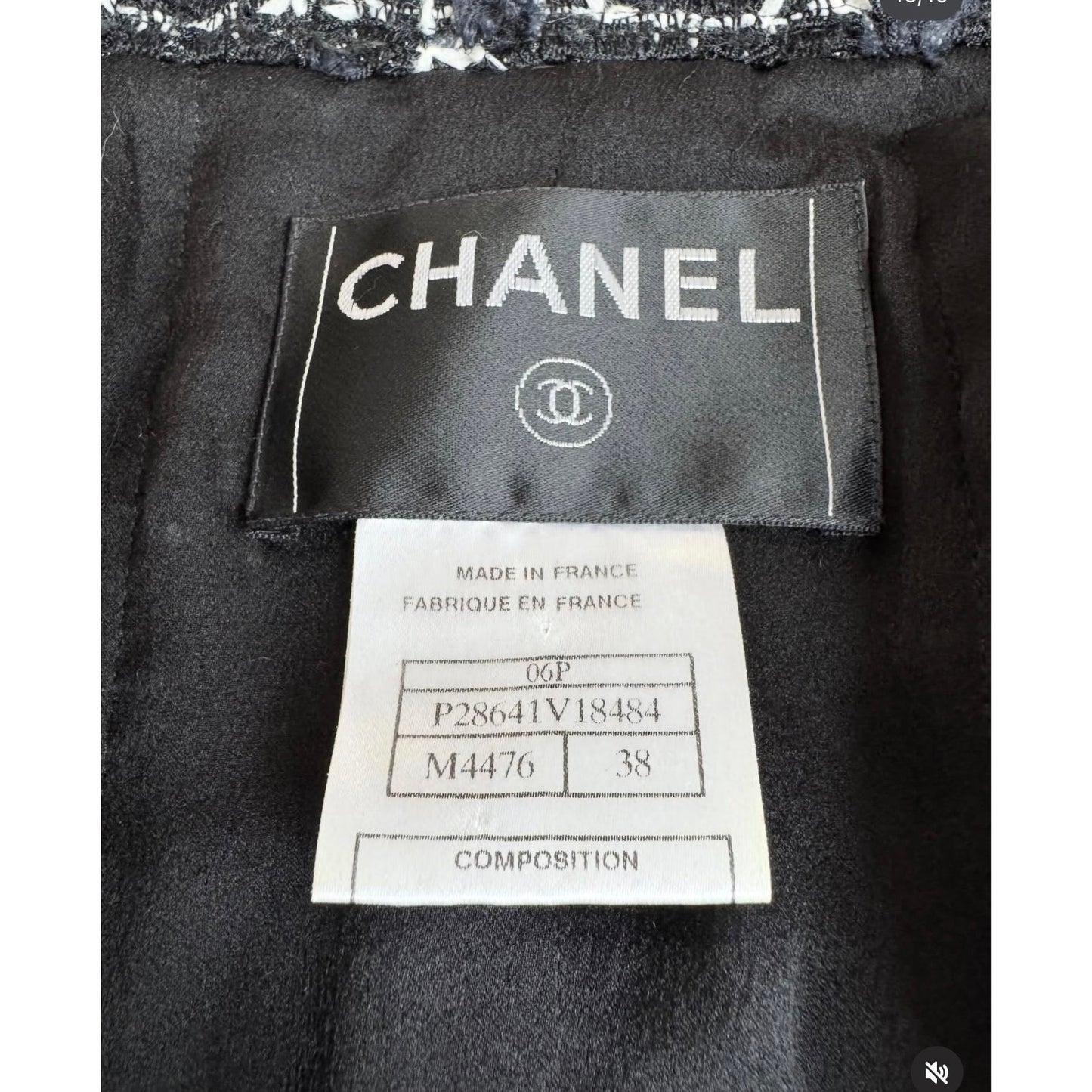 Chanel SS06 Fantasy Tweed Black Rope Trim Jacket Sz.38 Pre-owned