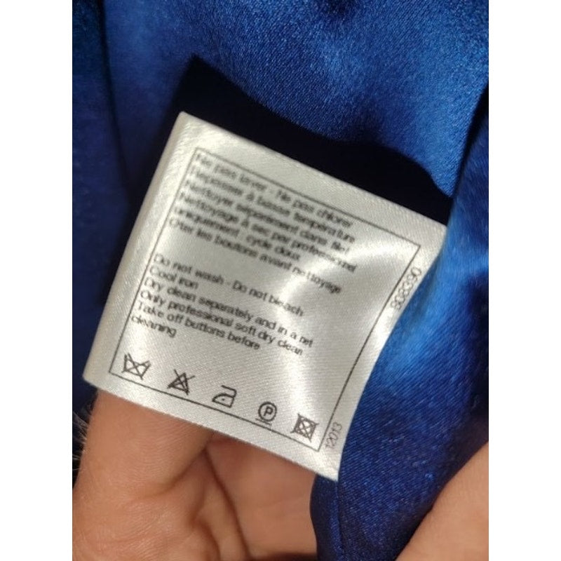 Chanel Cropped Blue Wool Double-Breasted Coat Sz.38 pre-owned