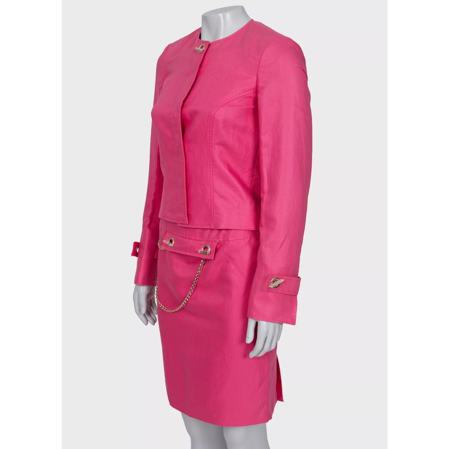 Versace Pink Cotton Skirt Suit - Size S Pre-owned