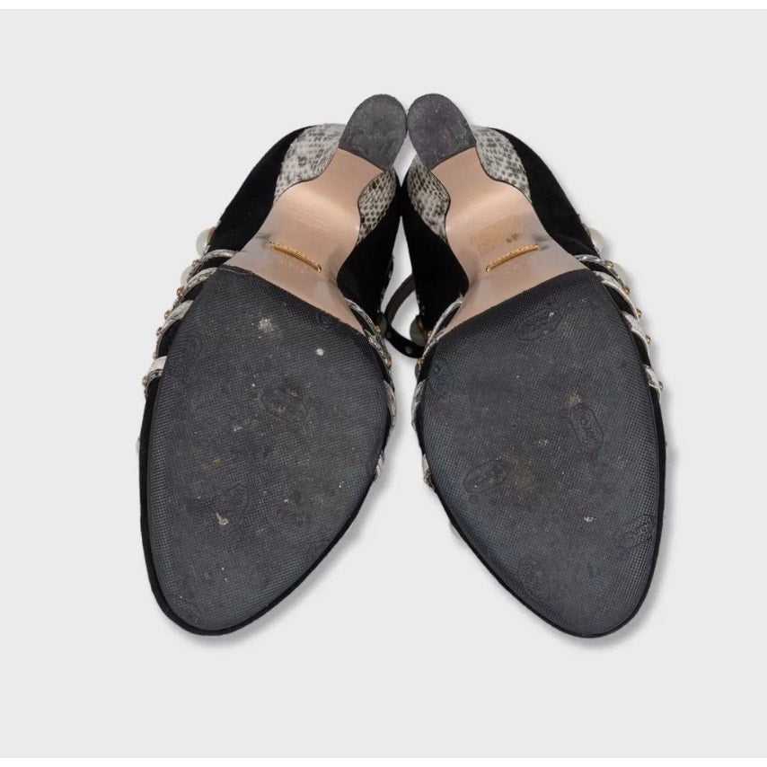 Gucci Ofelia Black Suede Heels - Size 38.5 pre-owned