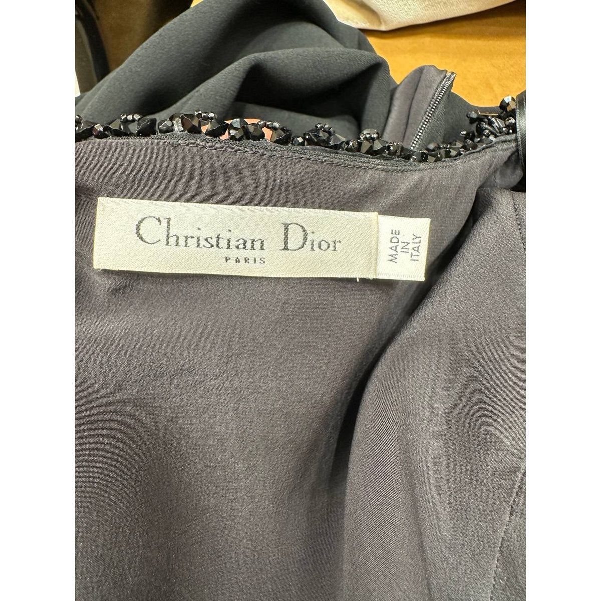 Christian Dior Paris Black Beaded Evening Gown Sz.38 Pre-owned