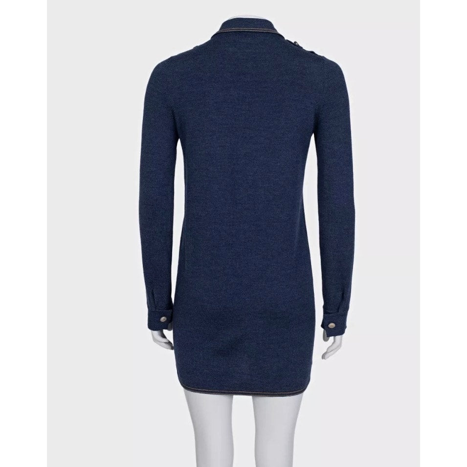 Chanel Blue Wool & Silk Dress Sz. FR36 / S Pre-owned