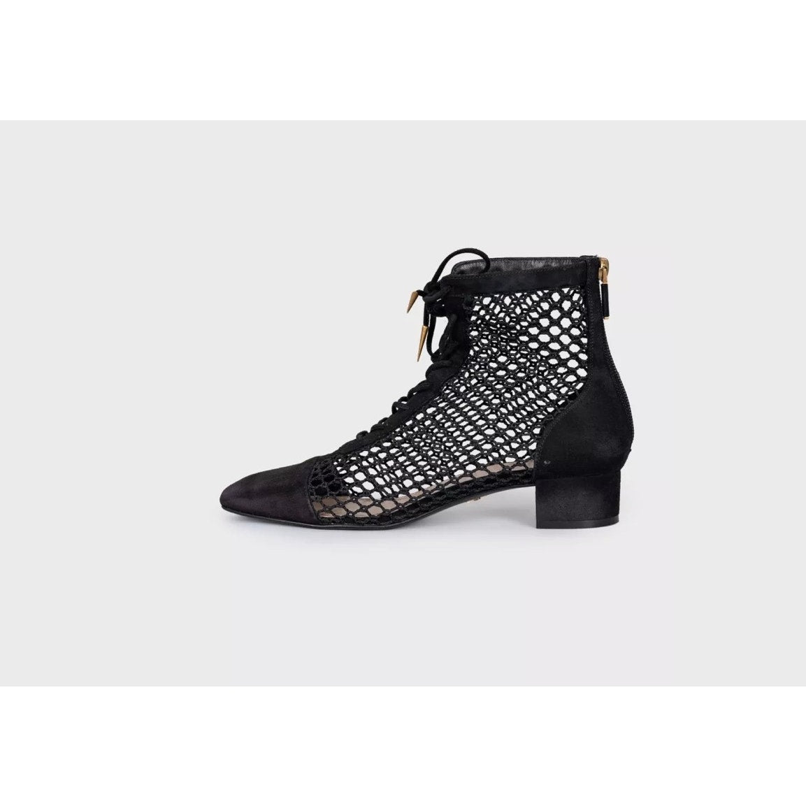 Christian Dior Black Suede Mesh Lace-Up Heels - EU 39 pre-owned
