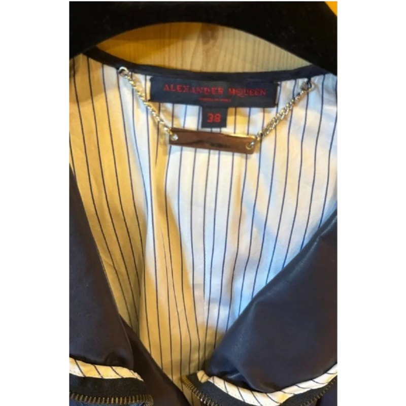 Alexander McQueen Vintage Blue Leather Jacket  Sz.XS Pre-owned