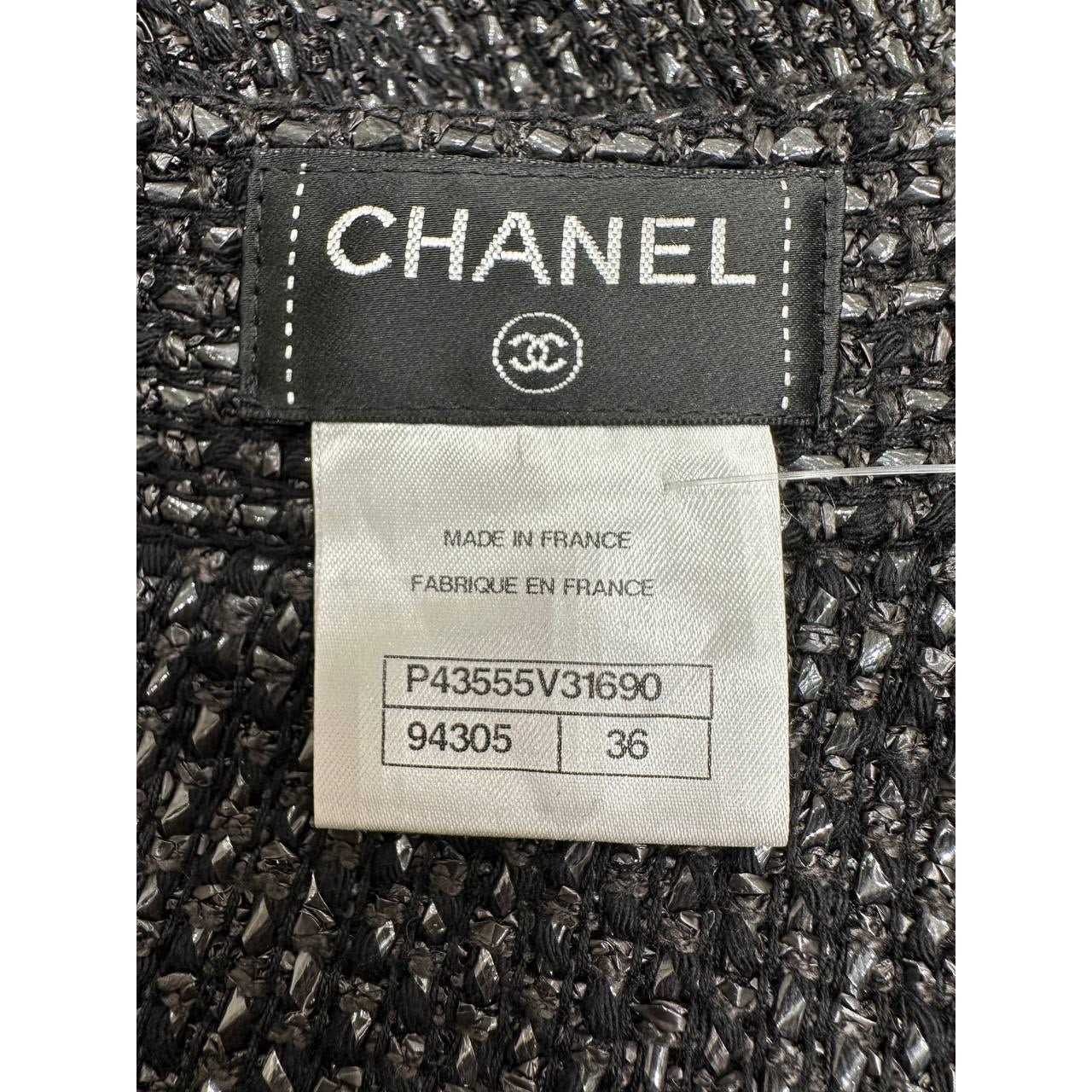 CHANEL 2014 Black Tweed Mid-Length Skirt - Size 36FR Pre-owned