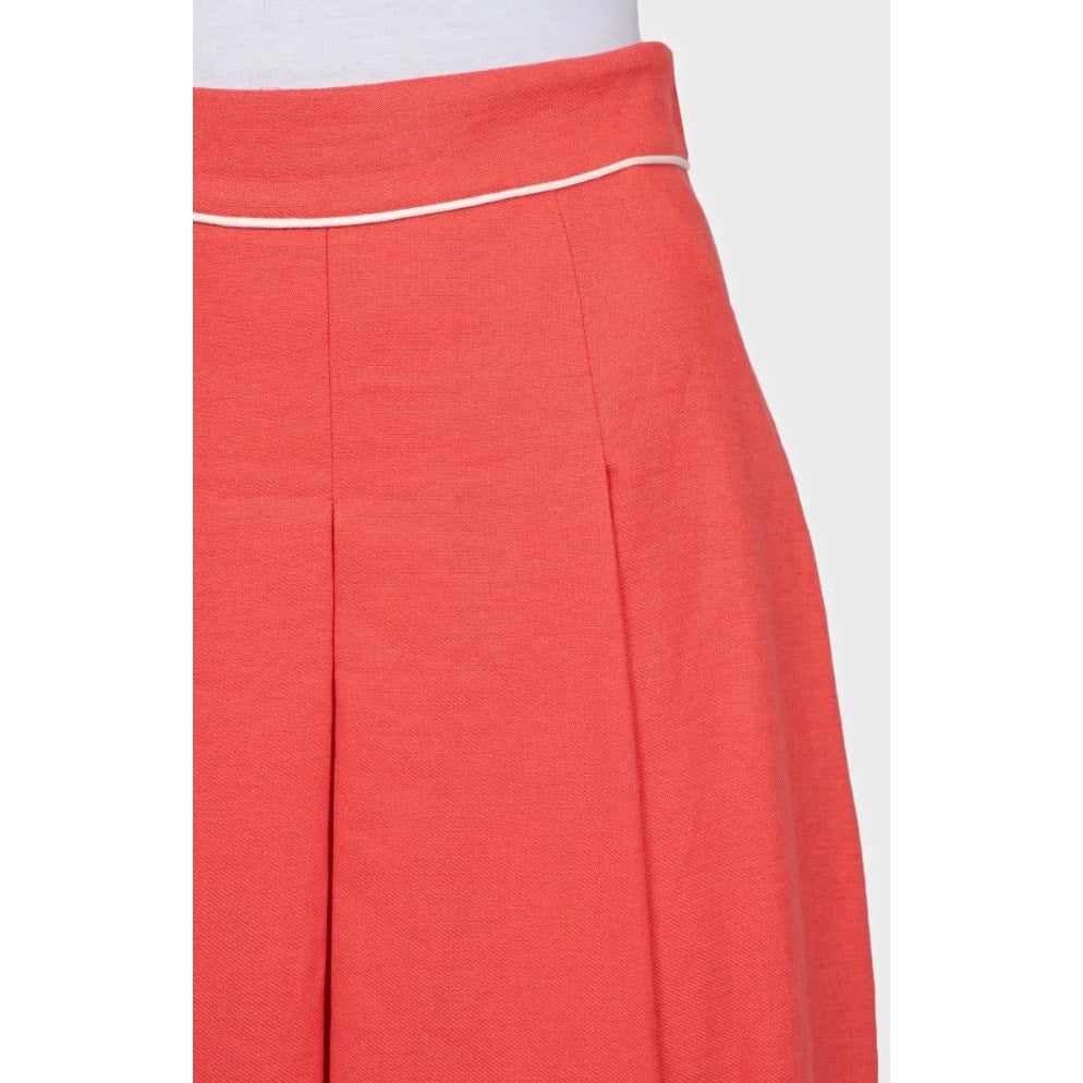 NWOT Loro Piana Red Linen Embroidered Skirt - Sz S IT40 Pre-owned