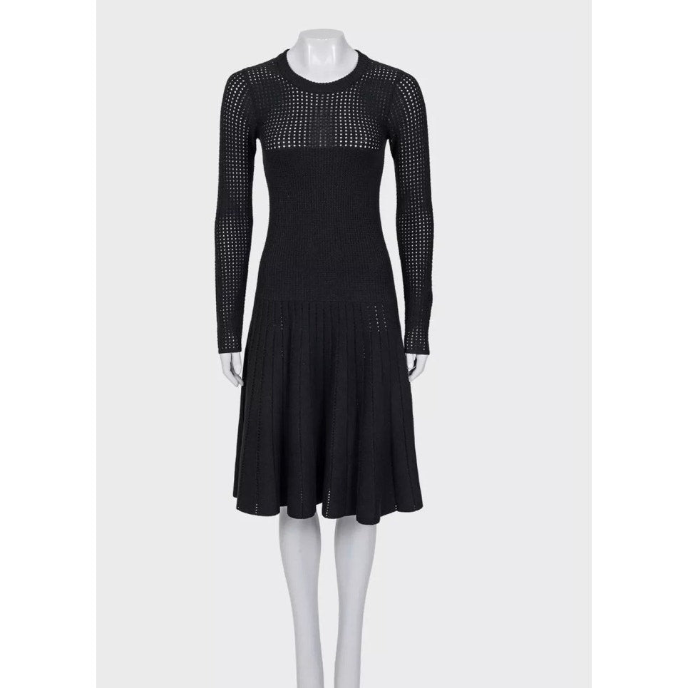 Alaïa Black Fitted Perforated Zipper Dress XS Pre-owned